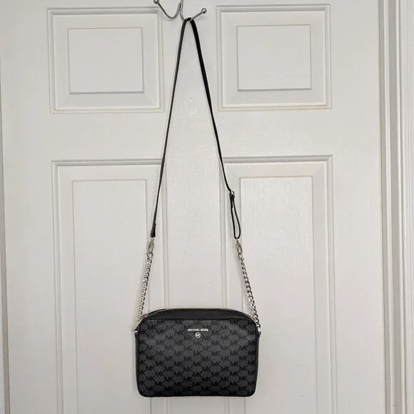 Michael Kors Jet Set Large East West Crossbody Black MK Signature . - Picture 4 of 15